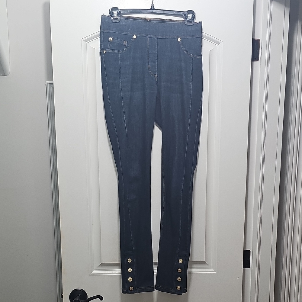 Peter Nygard 2 / 4 XS Dark Blue Jeggings with Gold Accents High Rise